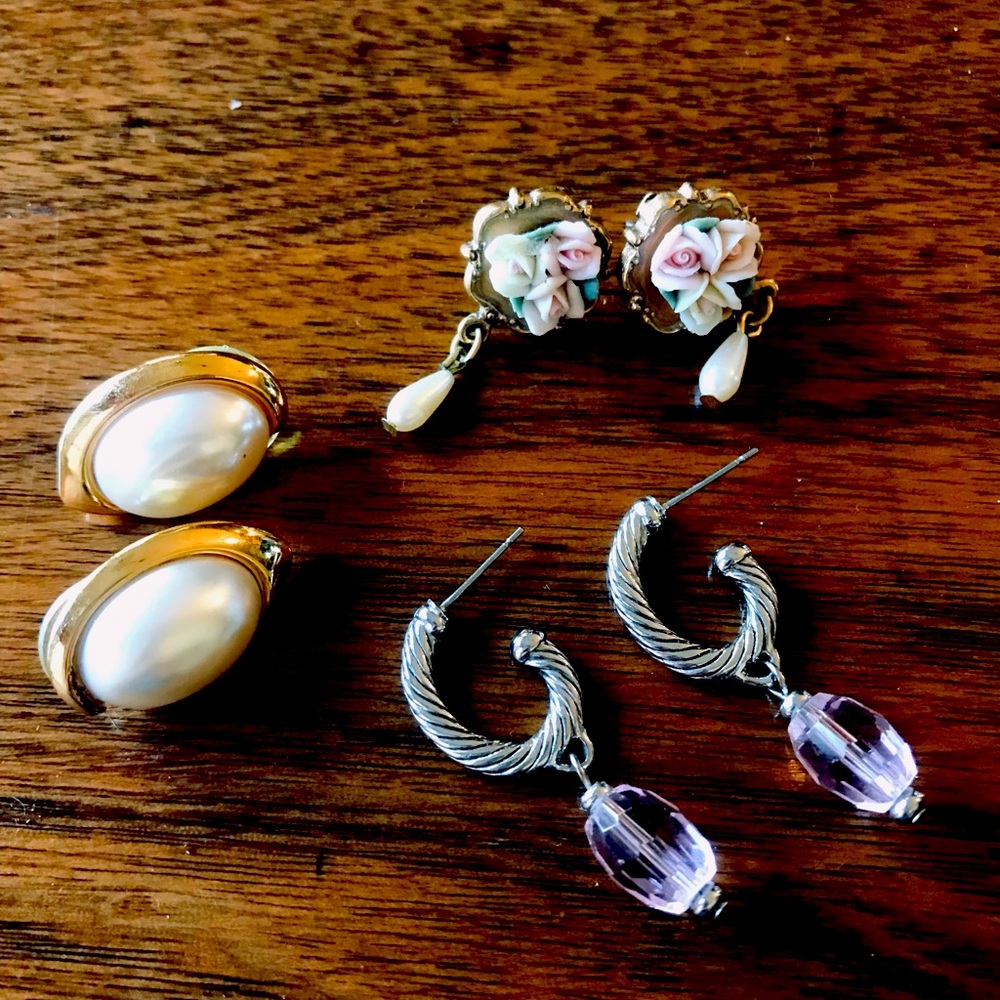 Set of three post earrings-Napier, 1928